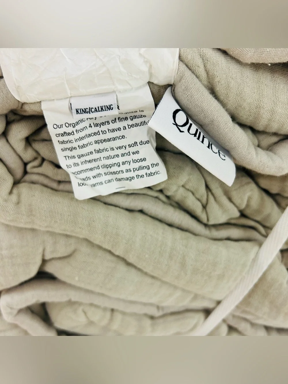 NWT QUINCE Organic Airy Gauze Dream Quilt King/Cal King Fog Grey 8375